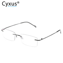 Load image into Gallery viewer, Cyxus Anti Blue Light Glasses for Eye Strain Relief Transparent Lens Rectangle Unisex Flexible Rimless Computer Eyeglasses 8602
